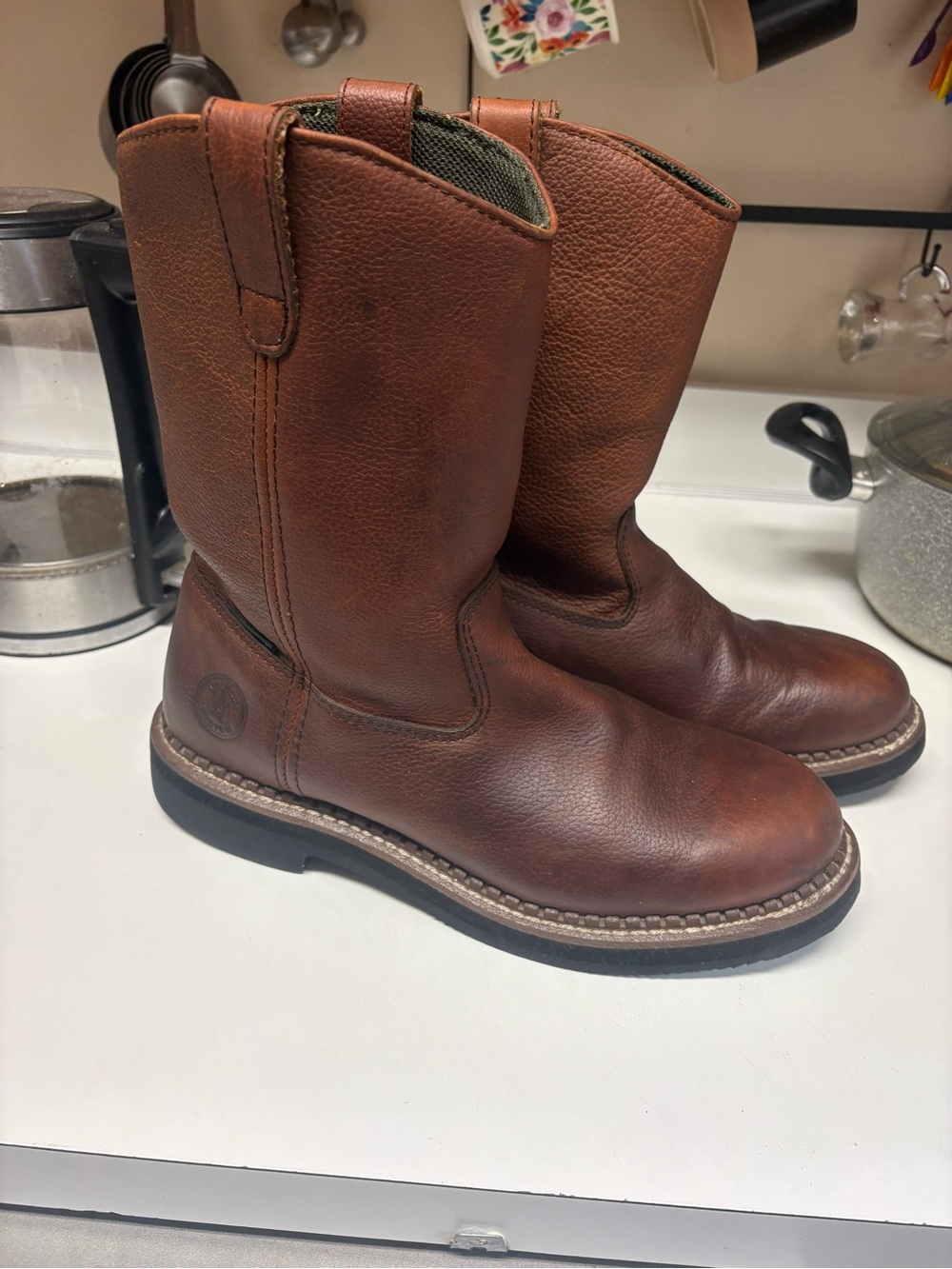 Men's Georgie Brown Leather Work Boots excellent condition size 10.5